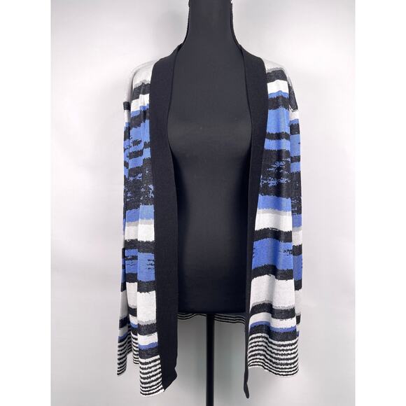 NWT Jones New York Blue and Black Striped Open Cardigan Sweater Size 2X - Picture 5 of 8
